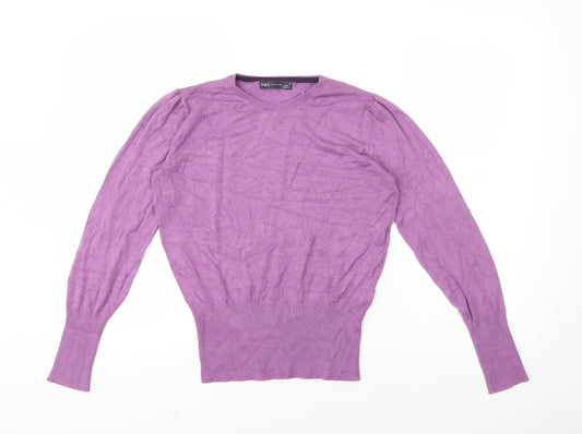 Marks and Spencer Womens Purple Round Neck Viscose Pullover Jumper Size 8