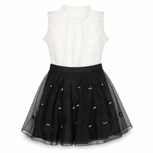 Lanyizikou Womens Black Polyester Skater Dress Size S High Neck Zip - Lace Top