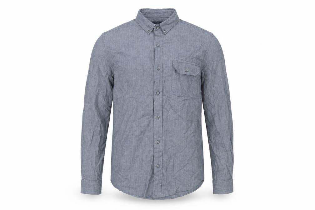 Topman Mens Blue Herringbone Cotton Button-Up Size S Collared Button