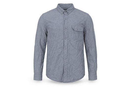 Topman Mens Blue Herringbone Cotton Button-Up Size S Collared Button