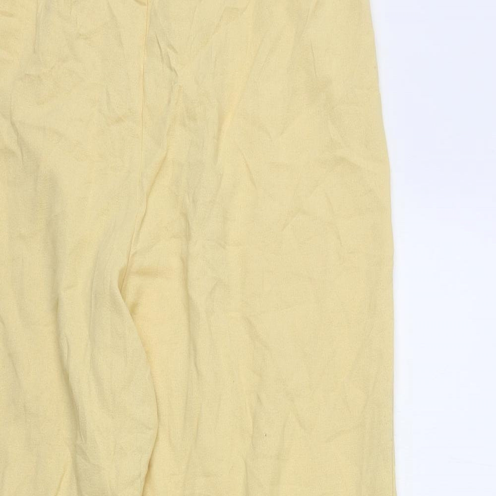 essence Womens Yellow Herringbone Polyester Capri Trousers Size 20 L28 in Regular
