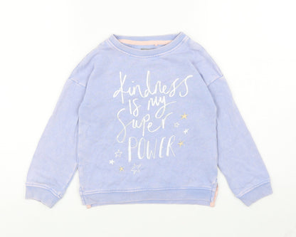 Next Girls Blue Cotton Pullover Sweatshirt Size 6 Years Pullover - Kindness Is My Super Power