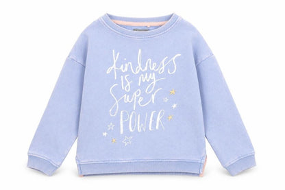 Next Girls Blue Cotton Pullover Sweatshirt Size 6 Years Pullover - Kindness Is My Super Power