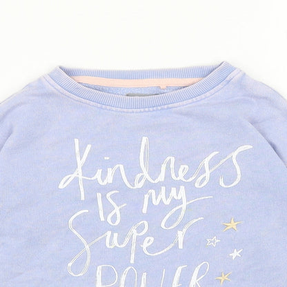 Next Girls Blue Cotton Pullover Sweatshirt Size 6 Years Pullover - Kindness Is My Super Power