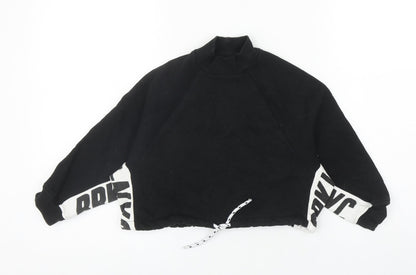 Next Girls Black Cotton Pullover Sweatshirt Size 6 Years Pullover - Cropped