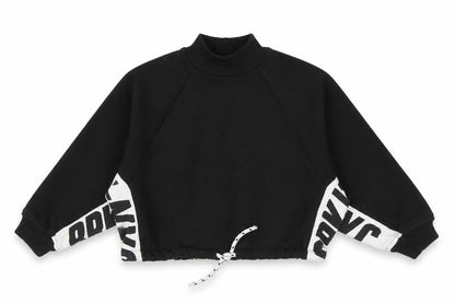 Next Girls Black Cotton Pullover Sweatshirt Size 6 Years Pullover - Cropped