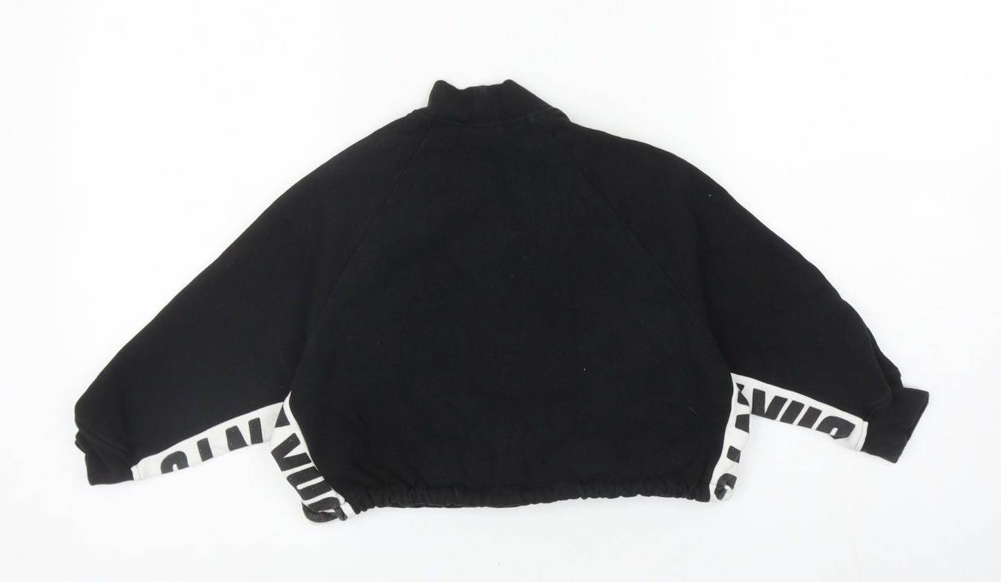 NEXT Girls Black Cotton Pullover Sweatshirt Size 6 Years Pullover - Cropped