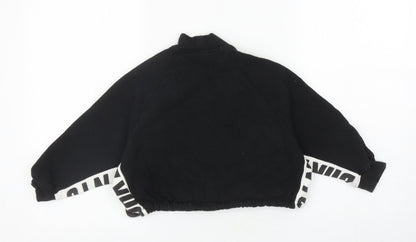 Next Girls Black Cotton Pullover Sweatshirt Size 6 Years Pullover - Cropped