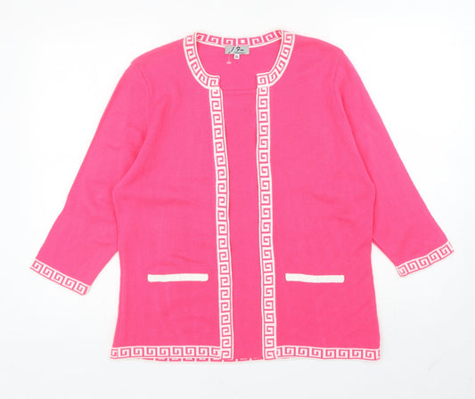 FM Collection Womens Pink Scoop Neck Geometric Acrylic Pullover Jumper Size XL