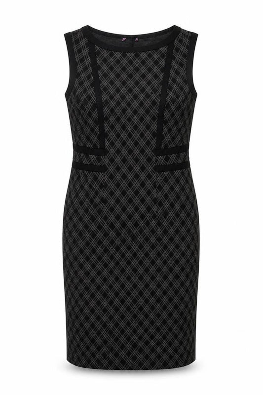 Womens Grey Geometric Polyester Pencil Dress Size 10 Boat Neck Pullover - Slit