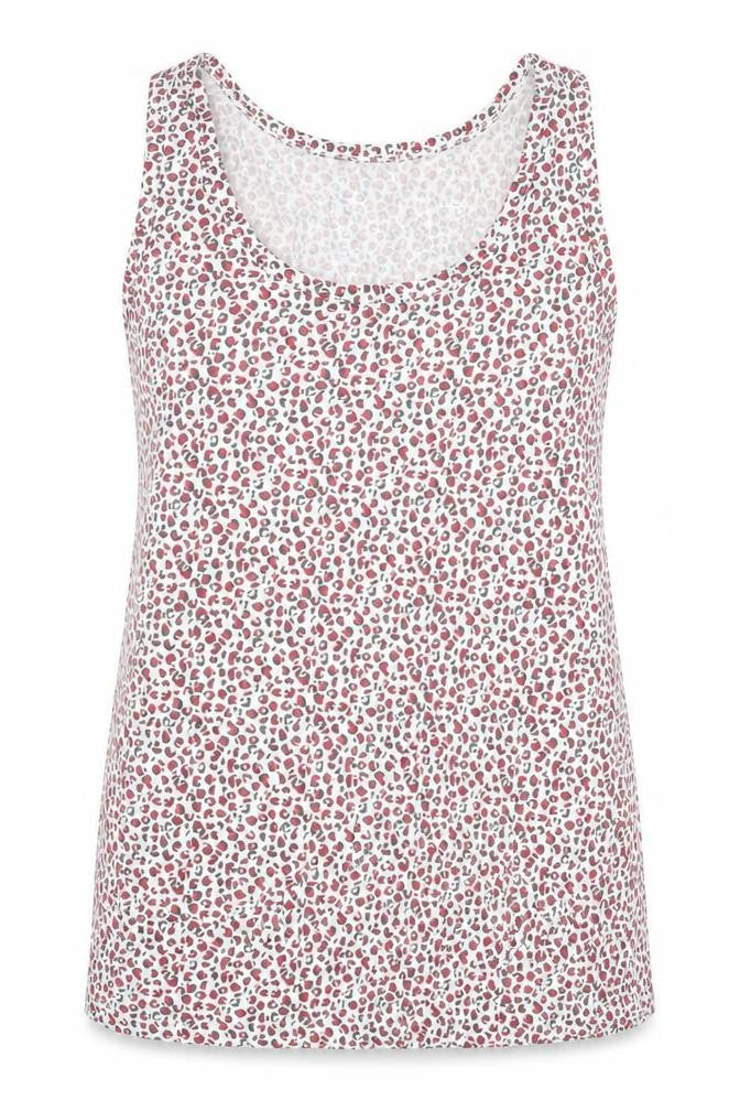 Rock&Rock Womens White Animal Print Polyester Basic Tank Size XL Scoop Neck - Leopard Print