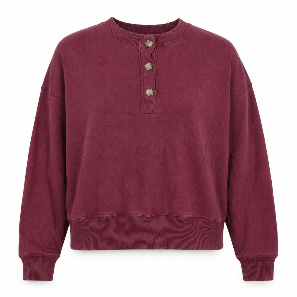 American Eagle Womens Purple Cotton Pullover Sweatshirt Size L Button