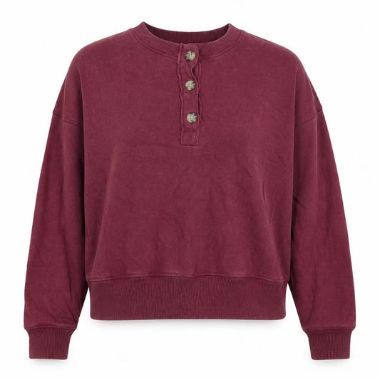 American Eagle Womens Purple Cotton Pullover Sweatshirt Size L Button