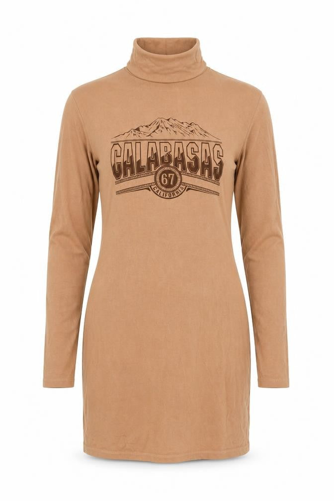 Missguided Womens Brown Viscose Bodycon Size 8 High Neck Pullover - Calabasas