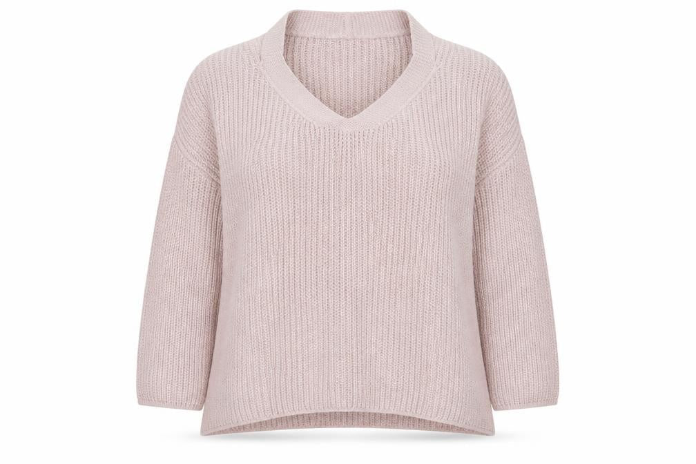 New Look Womens Pink V-Neck Acrylic Pullover Jumper Size S