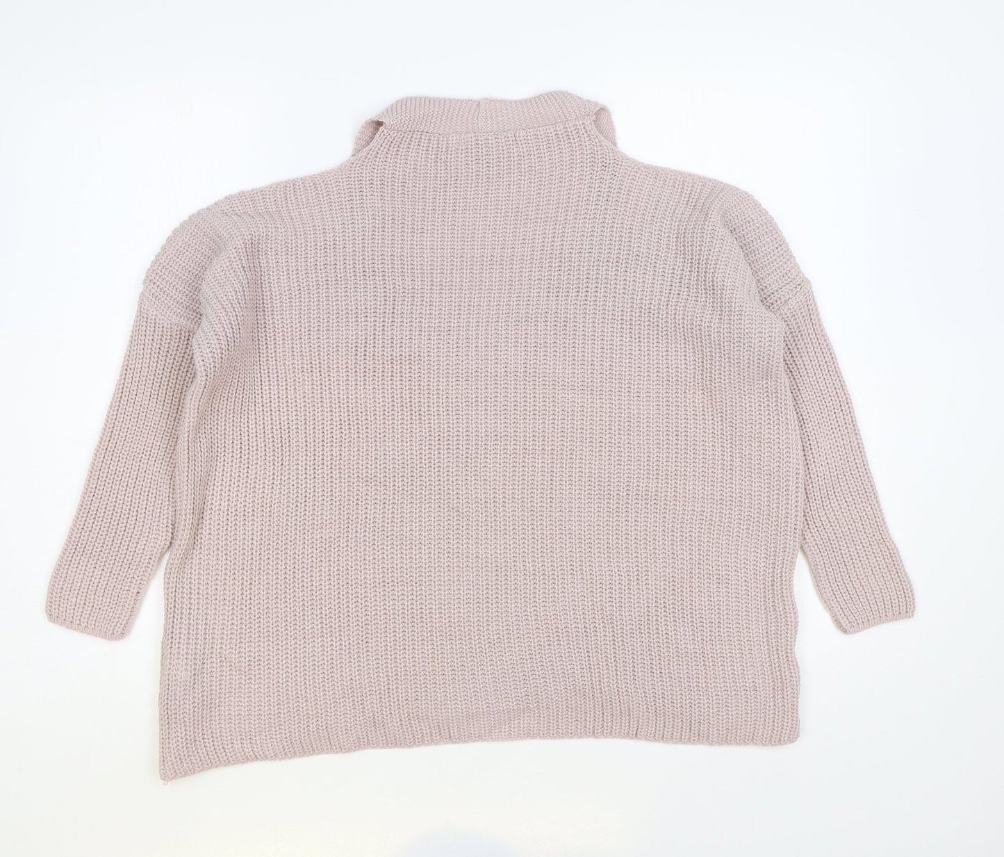 New Look Womens Pink V-Neck Acrylic Pullover Jumper Size S