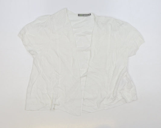 Marks and Spencer Womens White V-Neck Viscose Cardigan Jumper Size 14