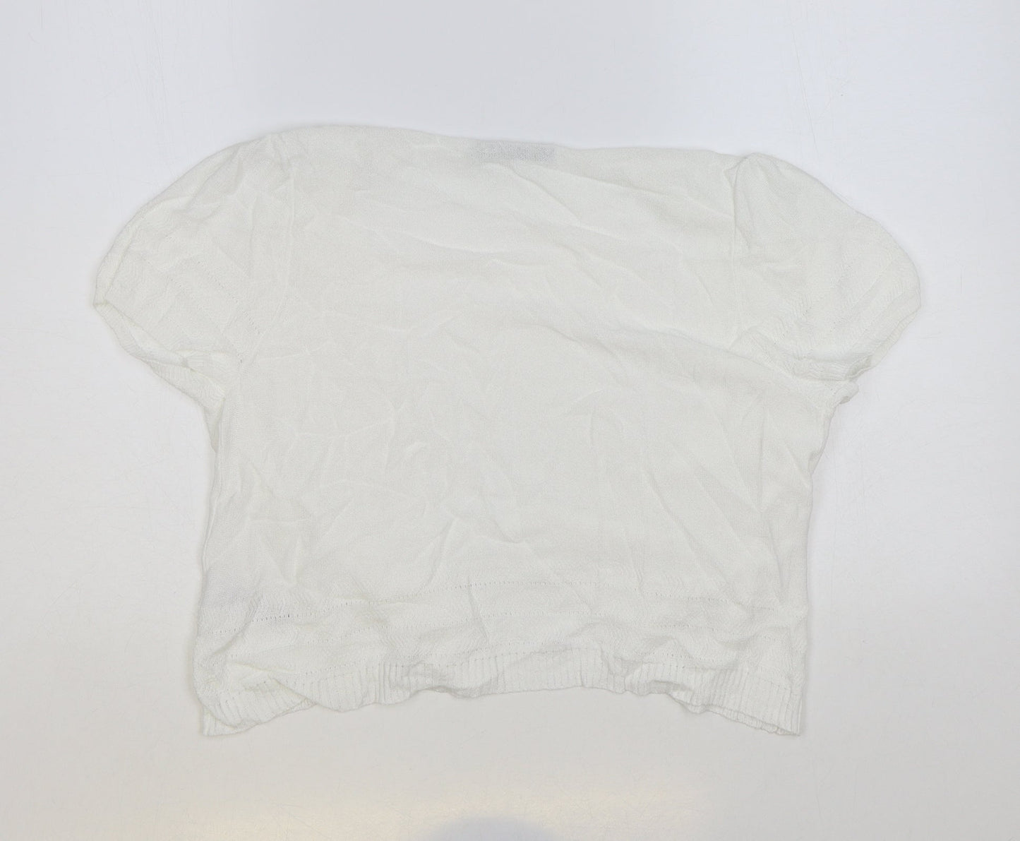 Marks and Spencer Womens White V-Neck Viscose Cardigan Jumper Size 14