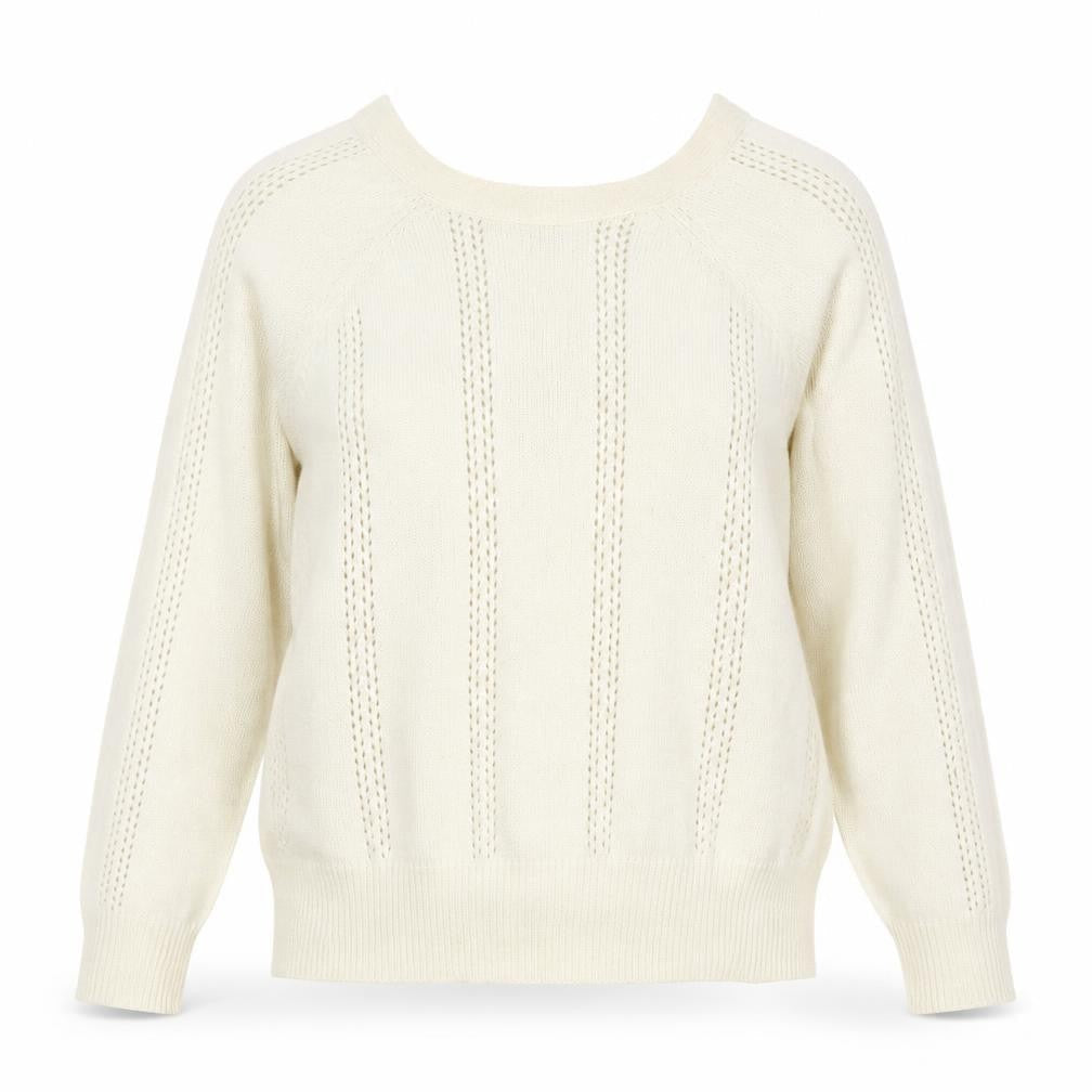 Preworn Womens Ivory Round Neck Polyester Pullover Jumper Size L