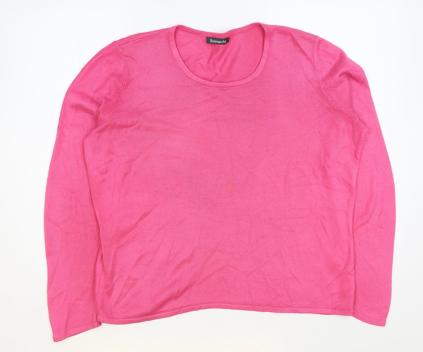 Bonmarché Womens Pink Round Neck Acrylic Pullover Jumper Size S