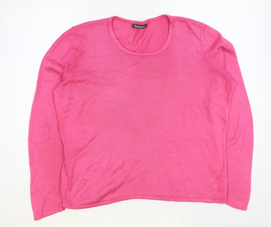 Bonmarché Womens Pink Round Neck Acrylic Pullover Jumper Size S