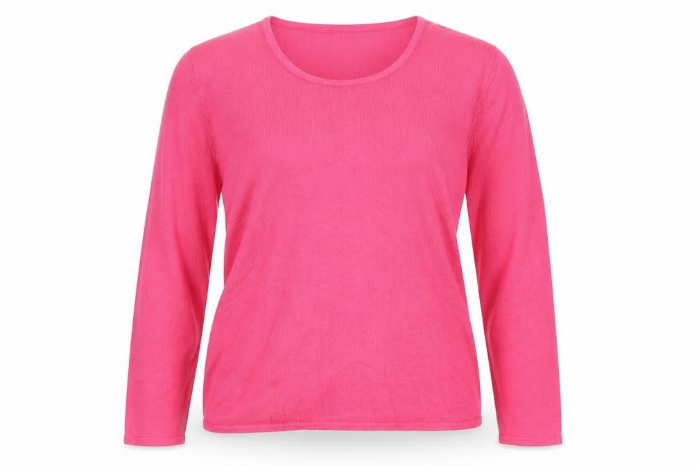 Bonmarché Womens Pink Round Neck Acrylic Pullover Jumper Size S