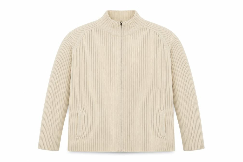 Jumper Womens Beige Cotton Full Zip Sweatshirt Size L Zip