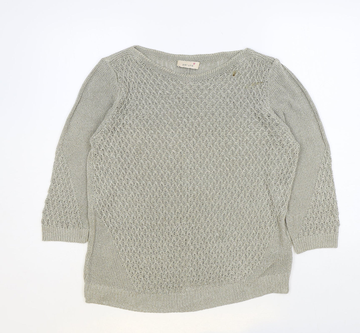 Per Una Womens Beige Round Neck Acrylic Pullover Jumper Size 14