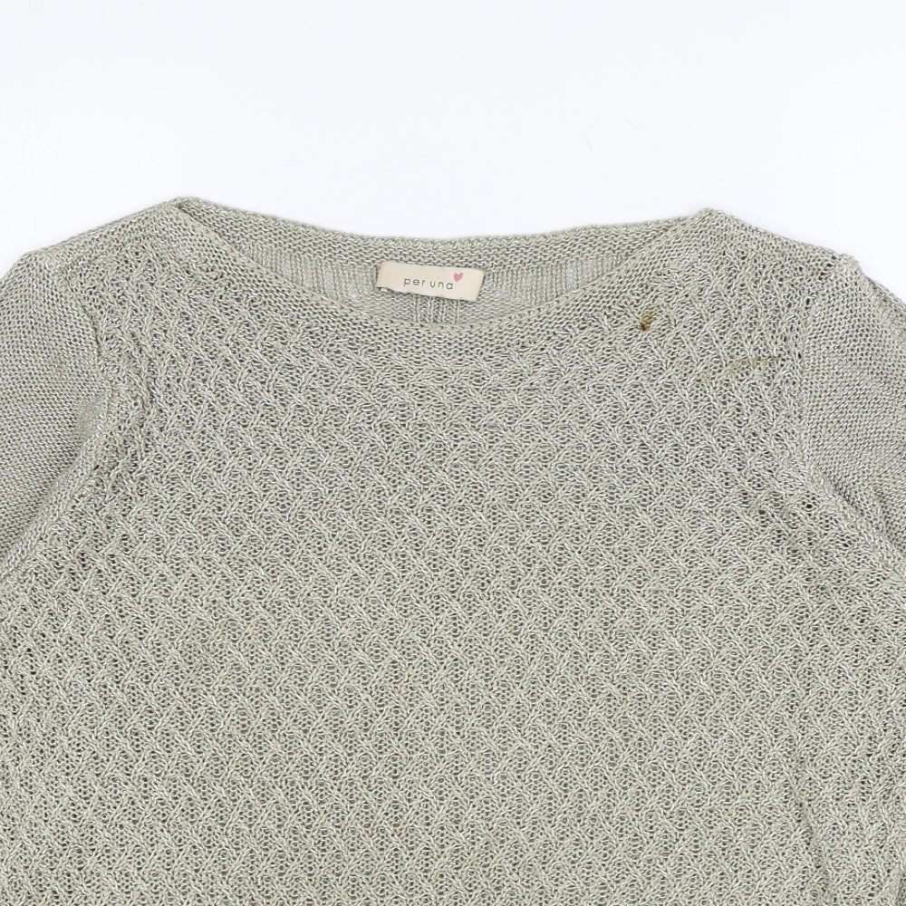 Per Una Womens Beige Round Neck Acrylic Pullover Jumper Size 14