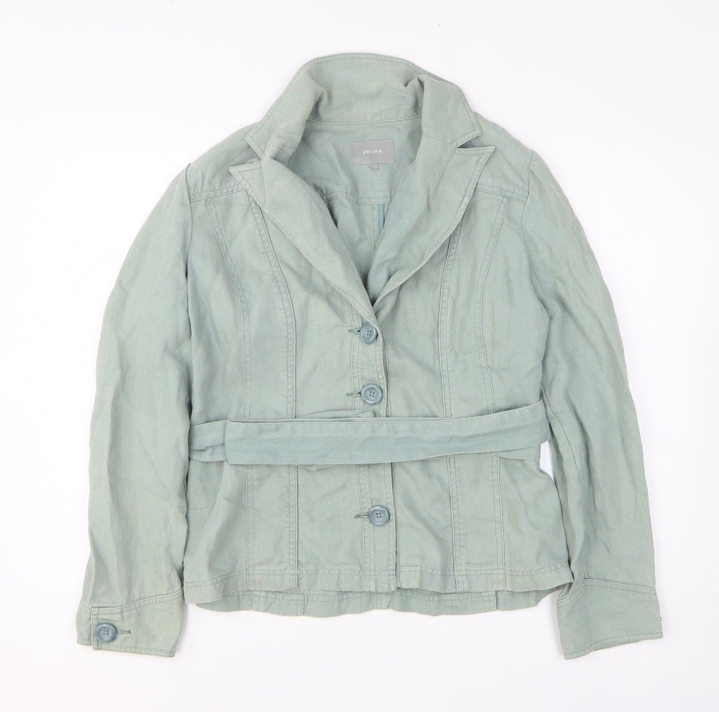 Per Una Womens Green Jacket Coatigan Size 12 Button