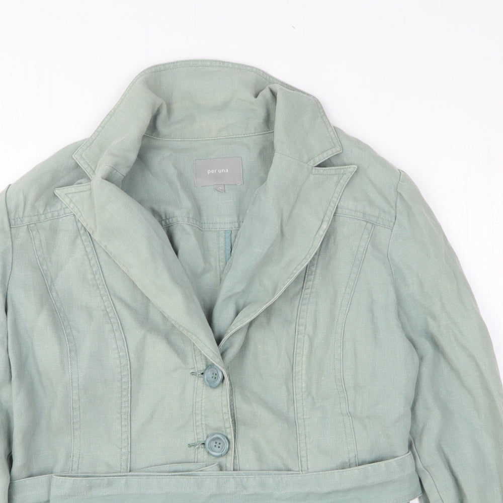 Per Una Womens Green Jacket Coatigan Size 12 Button