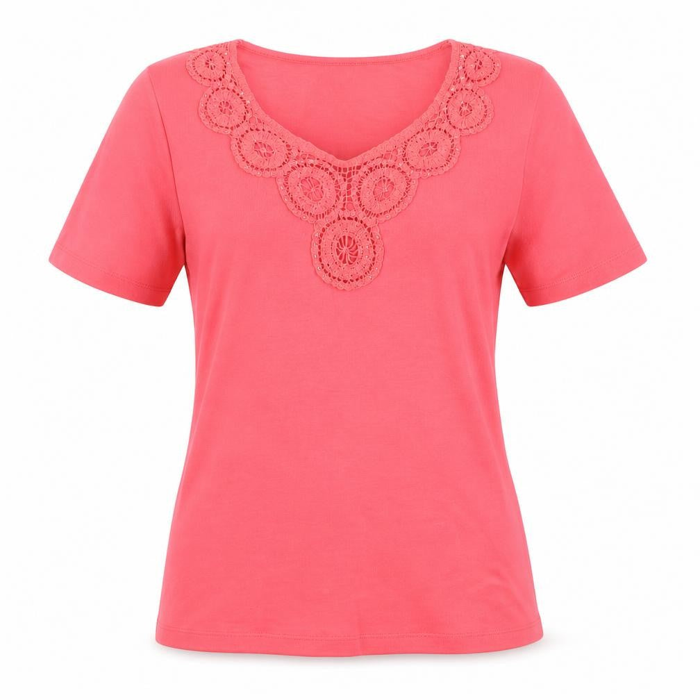 Marks & Spencer Womens Pink Cotton Basic T-Shirt Size 10 Boat Neck