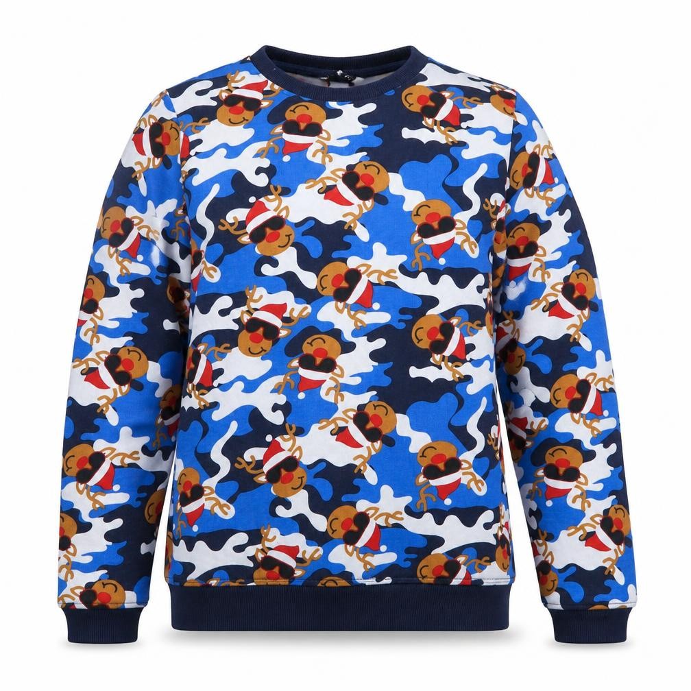 PEP&CO. Boys Blue Camouflage Polyester Pullover Sweatshirt Size 12-13 Years Pullover - Reindeer