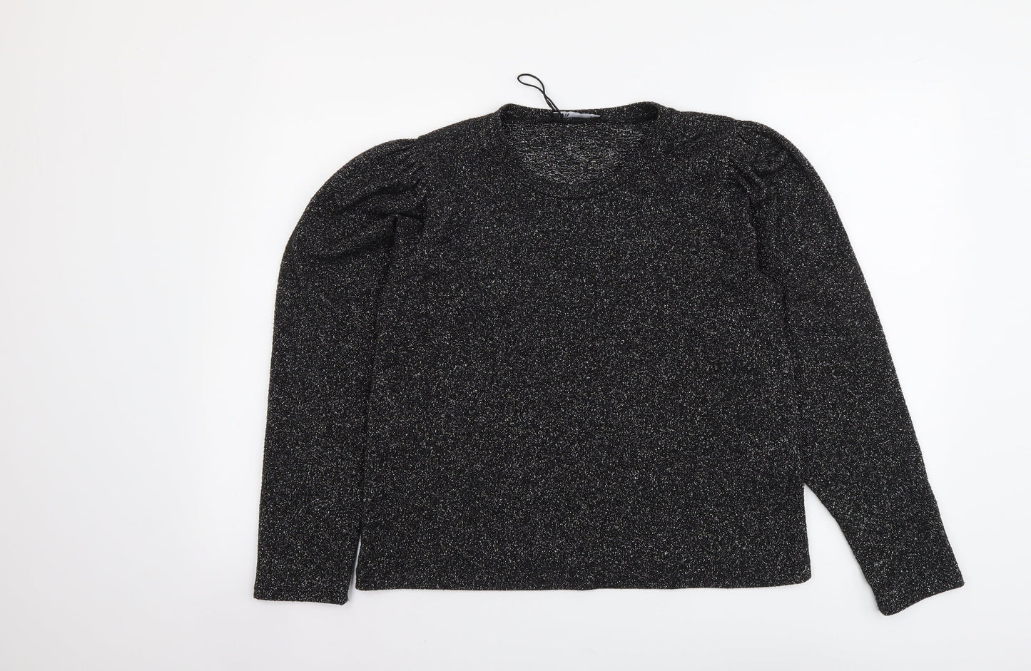 Zara Womens Silver Round Neck Polyester Pullover Jumper Size L