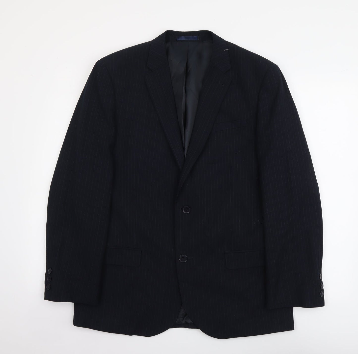 B&W Mens Blue Striped Polyethylene Jacket Suit Jacket Size M