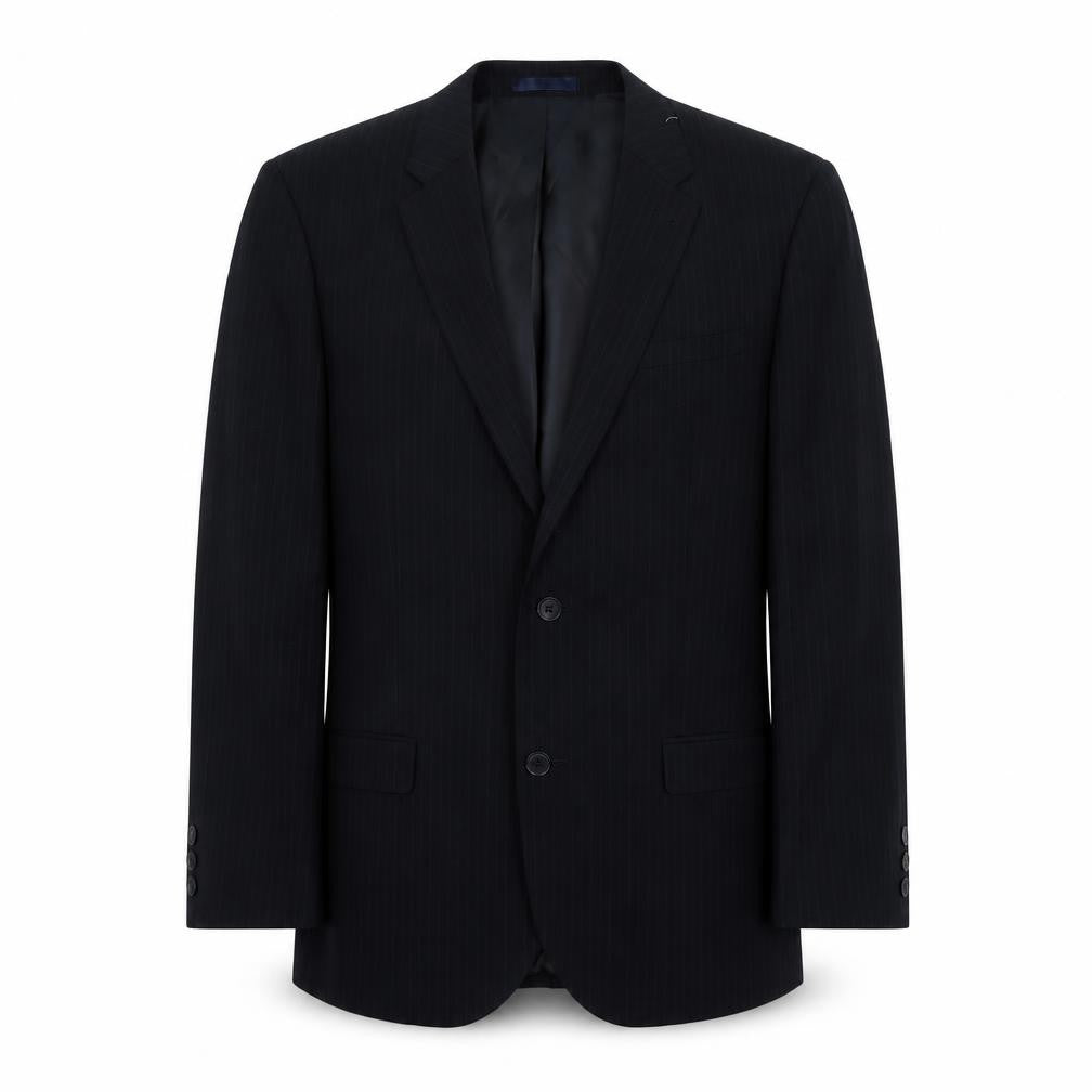 B&W Mens Blue Striped Polyethylene Jacket Suit Jacket Size M