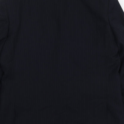 B&W Mens Blue Striped Polyethylene Jacket Suit Jacket Size M