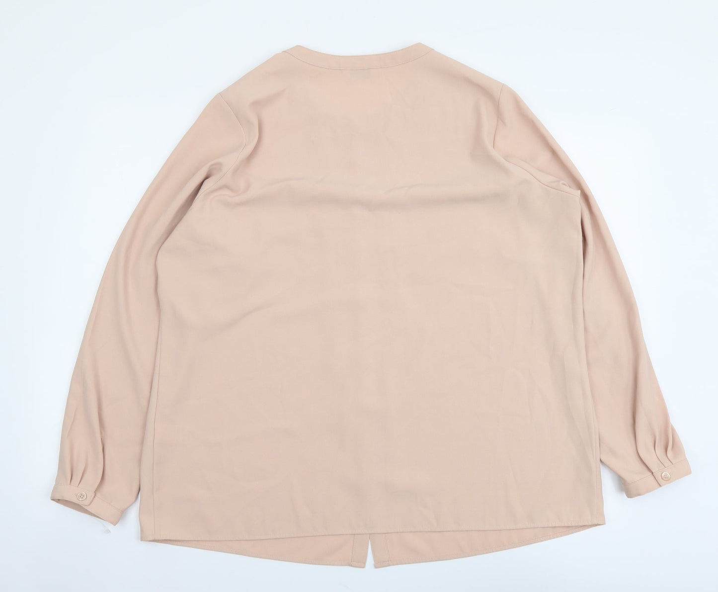Marks and Spencer Womens Pink Polyester Basic Button-Up Size 18 Round Neck