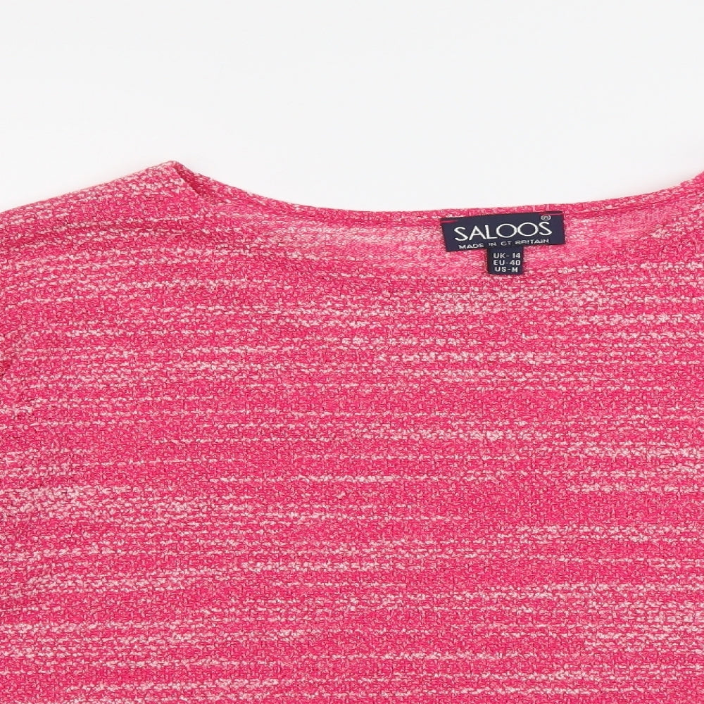 Saloos Womens Pink Polyester Basic Blouse Size 14 Boat Neck