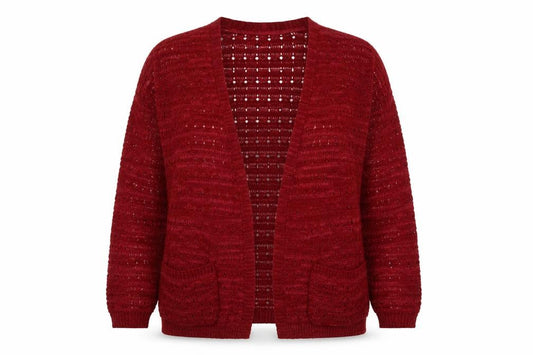 George Womens Red V-Neck Acrylic Cardigan Jumper Size 12