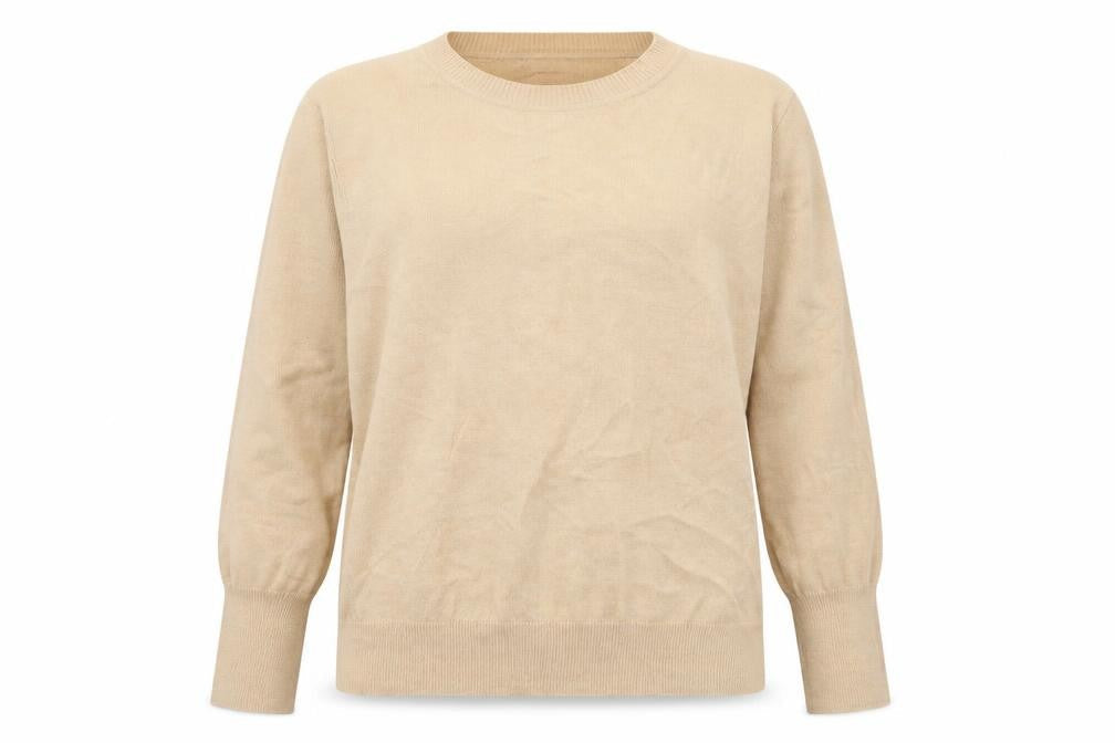 Primark Womens Beige Round Neck Viscose Pullover Jumper Size L