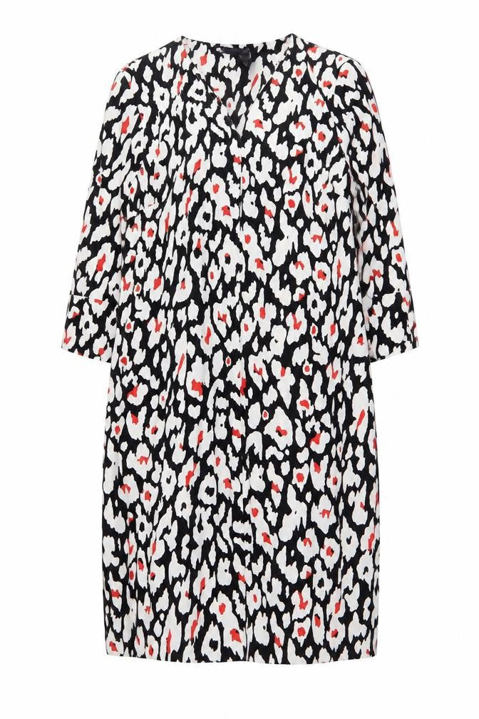 Marks & Spencer Womens Multicoloured Geometric Polyester A-Line Size 12 V-Neck Pullover