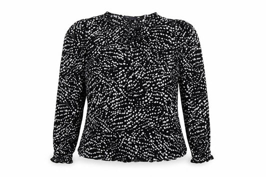 Marks and Spencer Womens Black Geometric Viscose Basic Blouse Size 12 Round Neck
