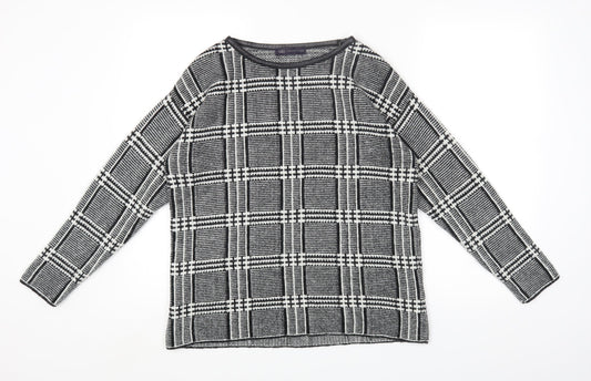 Marks and Spencer Womens Black Round Neck Geometric Acrylic Pullover Jumper Size 12