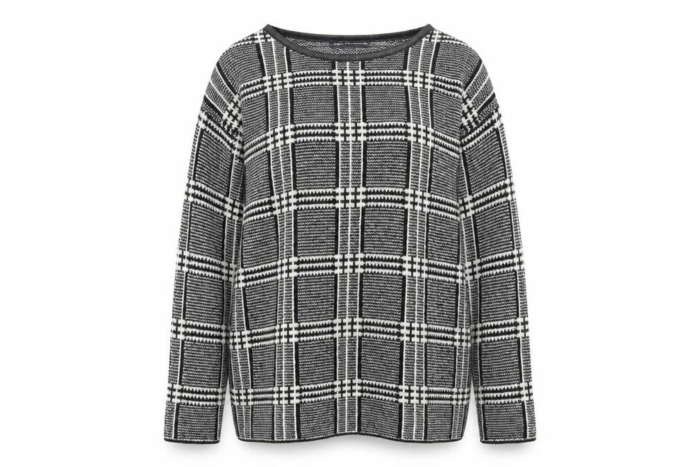Marks & Spencer Womens Black Round Neck Geometric Acrylic Pullover Jumper Size 12