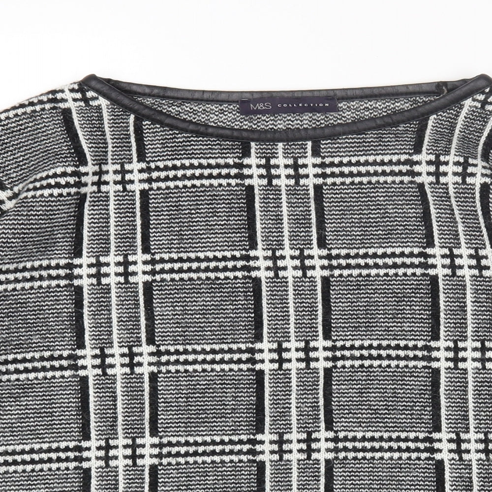 Marks and Spencer Womens Black Round Neck Geometric Acrylic Pullover Jumper Size 12