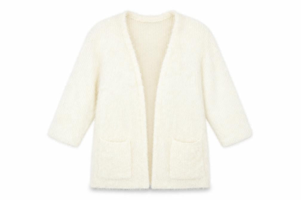 H&M Womens Ivory Round Neck Acrylic Cardigan Jumper Size M