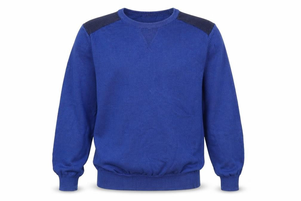 Easy Mens Blue Round Neck Cotton Pullover Jumper Size M