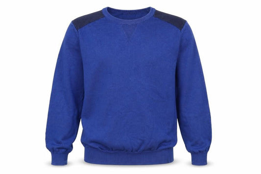 Easy Mens Blue Round Neck Cotton Pullover Jumper Size M