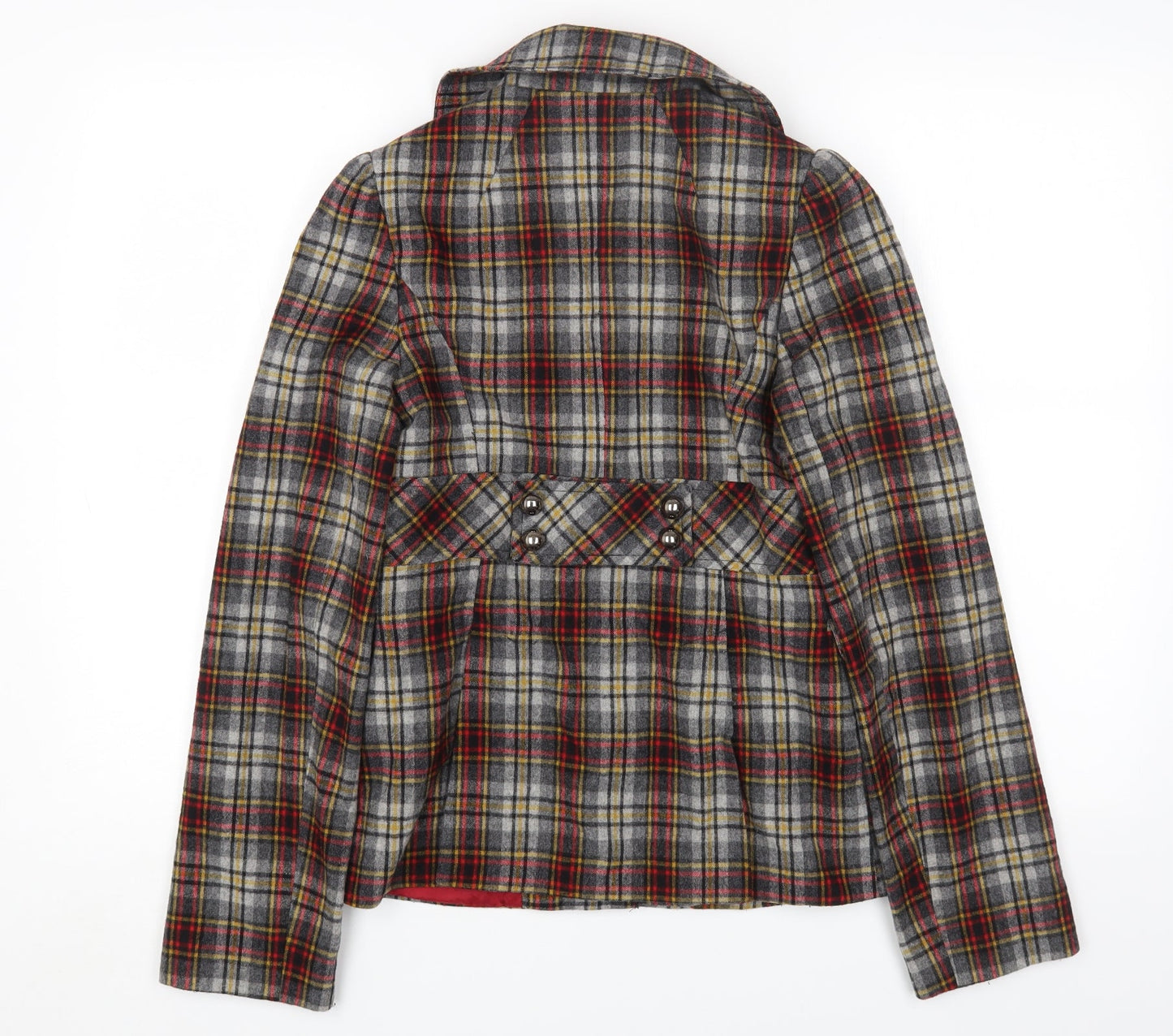 Topshop Womens Multicoloured Check Jacket Blazer Size 8 Button